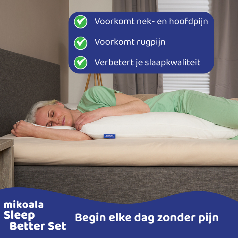 Mikoala Sleep Better Set: Hi4 Deluxe Kussen + Body Pillow - Ligwijzer.nl